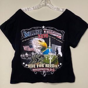 HARLEY DAVIDSON off shoulder motorcycle tee